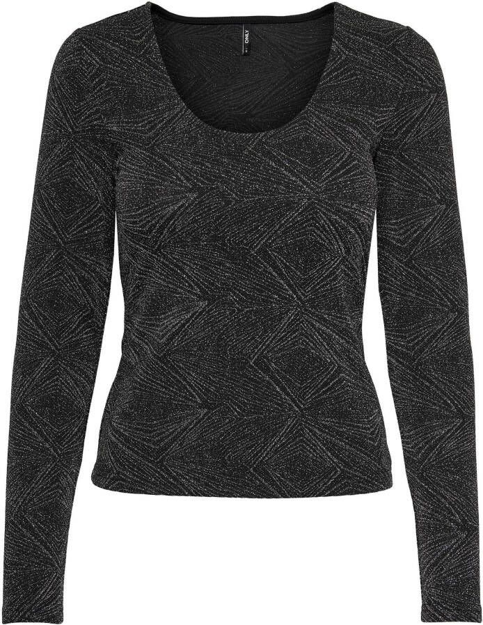 Only Shirt met lange mouwen ONLSHINY L S GLITTER V-NECK TOP JRS