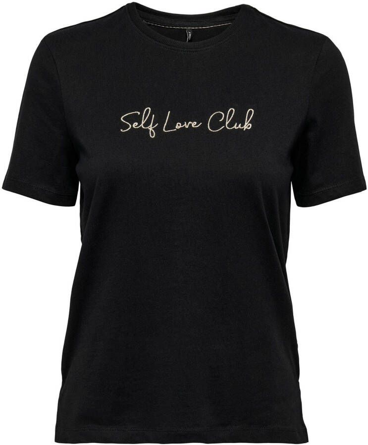 Only Shirt met ronde hals ONLRIKKI REG S S TEXT TOP BOX JRS