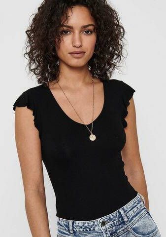 Only Shirt met V-hals ONLBELIA – V-hals voor vrouwelijk zomercomfort regular fit single jersey viscosemix v-hals effen - Foto 3