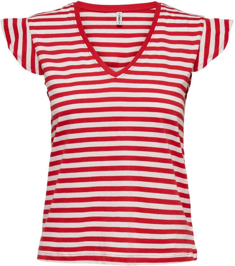Only Shirt met V-hals ONLMAY S S FRILL V-NECK TOP