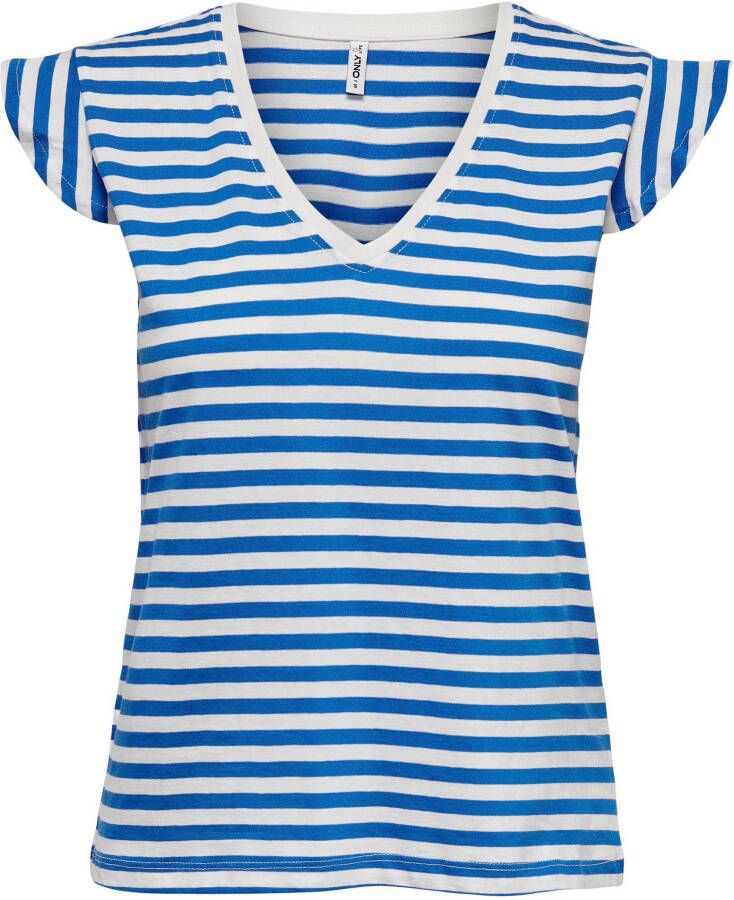 Only Shirt met V-hals ONLMAY S S FRILL V-NECK TOP