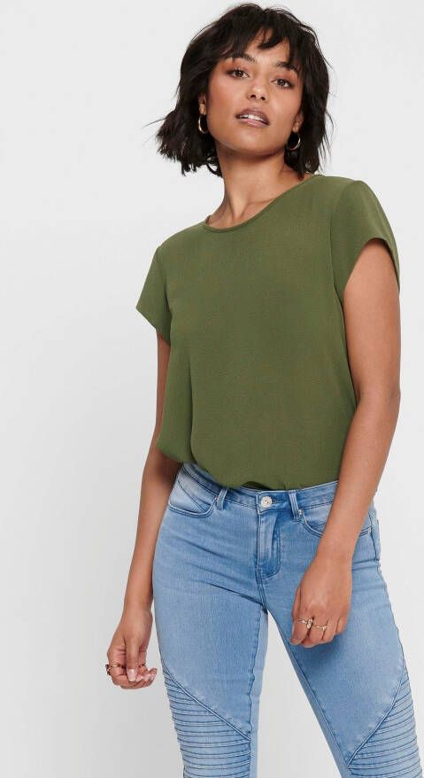 Only Loose fit blouse met korte mouwen in crêpelook model 'VIC' - Foto 2