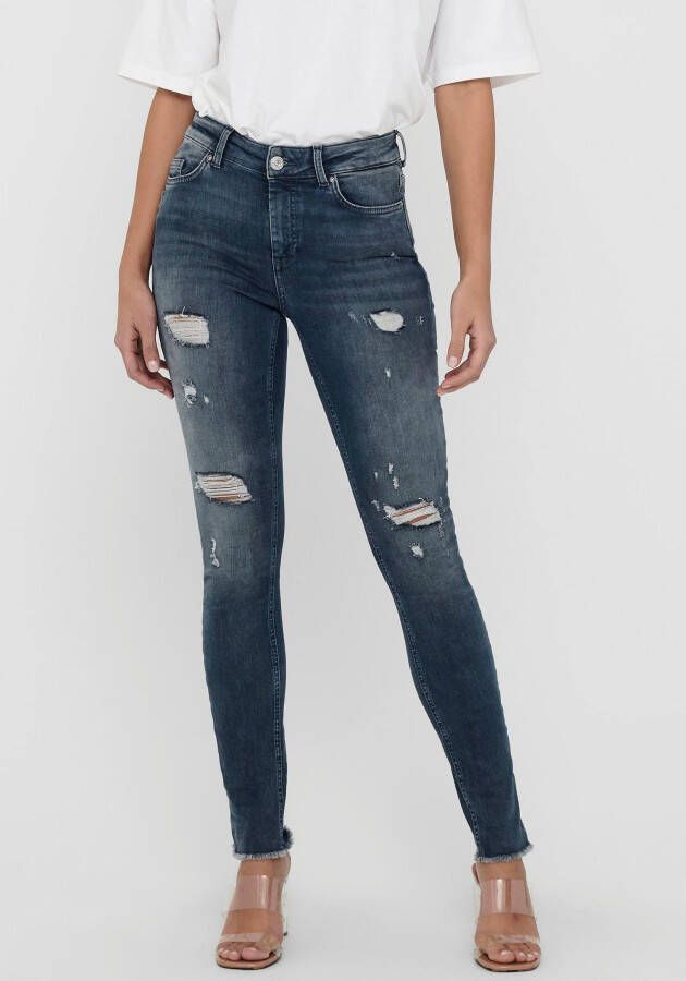 Only Skinny fit jeans ONLBLUSH LIFE MID SK RW met prima destroyed-effecten