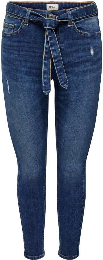 Only Skinny fit jeans ONLHUSH MW BELT SK ANK ANA met een bindceintuur