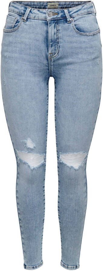 Only Skinny fit jeans ONLPOWER MID WAIST PU SK ANK DES AZ met destroyed-effect