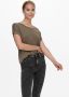 Only T-shirt met geribde ronde hals model 'MOSTER' - Thumbnail 1