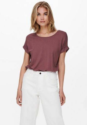 Only T-shirt met geribde ronde hals model 'MOSTER'