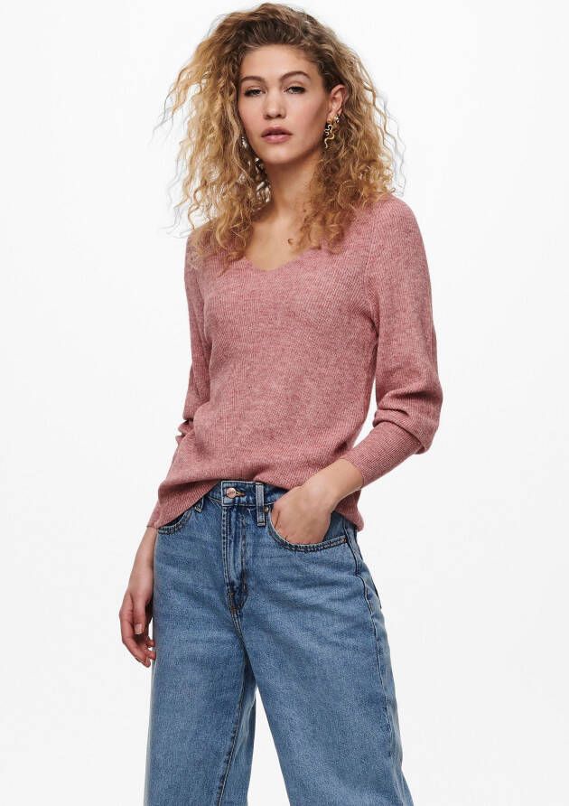 Only Trui met V-hals ONLATIA L S V-NECK CUFF KNT