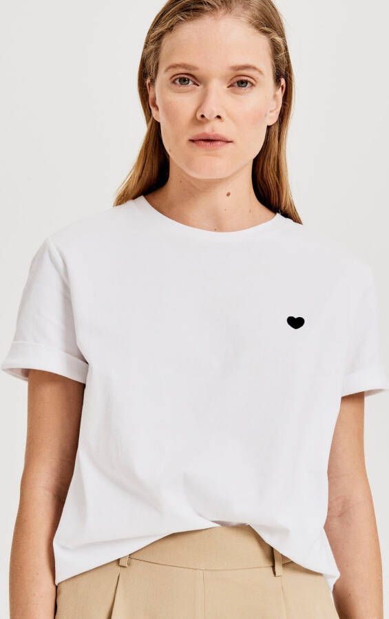 OPUS T-shirt Serz met klein hartborduursel
