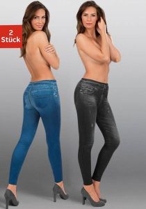 OTTO Jeanslegging in geprinte jeans-look (Set van 2)