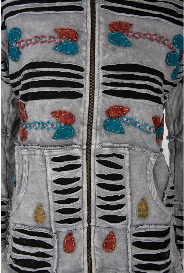 OTTO Fleecejack Patchwork NUNAVUT LIGHT GRAY & NEW FLOWER POWER - Foto 3