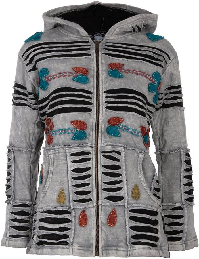 OTTO Fleecejack Patchwork NUNAVUT LIGHT GRAY & NEW FLOWER POWER