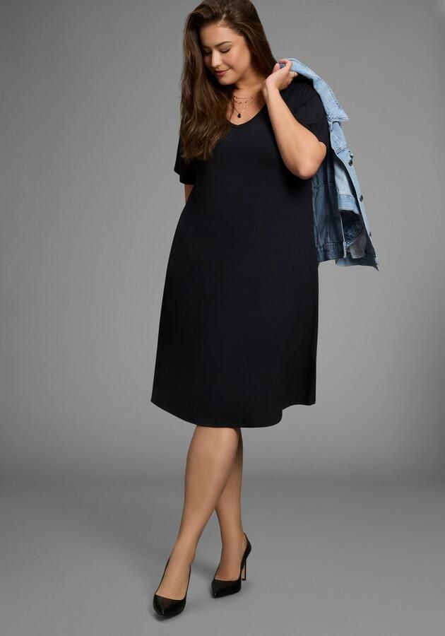 OTTO Jerseyjurk in licht uitlopende vloeiende wikkelvorm grote maat - Foto 4