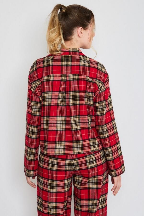 OTTO Pyjama top After Dark (JOOP! Jeans) Ruitdesign knopen lange mouw fleece-kwaliteit - Foto 4