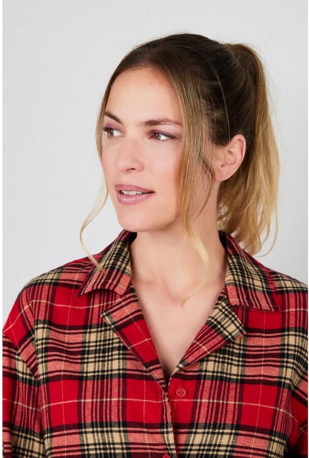 OTTO Pyjama top After Dark (JOOP! Jeans) Ruitdesign knopen lange mouw fleece-kwaliteit - Foto 2