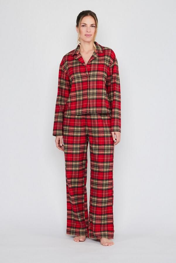 OTTO Pyjama top After Dark (JOOP! Jeans) Ruitdesign knopen lange mouw fleece-kwaliteit - Foto 5