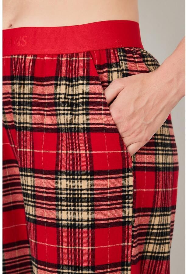 OTTO Pyjamabroek After Dark (JOOP! Jeans) Ruitdesign fleece-kwaliteit wijde pijp elastische logoband