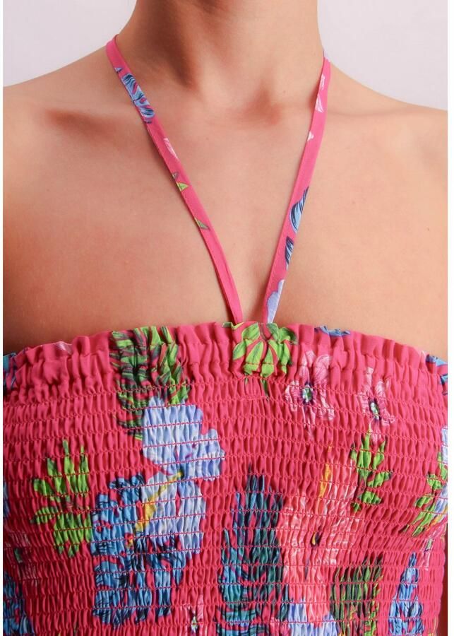 OTTO Strandjurk JEANS!HIBISCUS bloe print logo-details