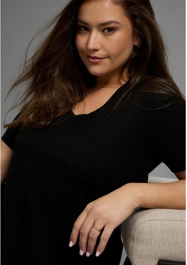 OTTO T-shirt met v-hals van vloeiende viscose grote maat - Foto 2