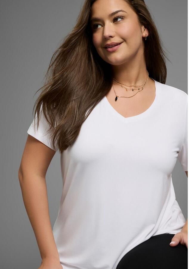 OTTO T-shirt met v-hals van vloeiende viscose grote maat - Foto 2