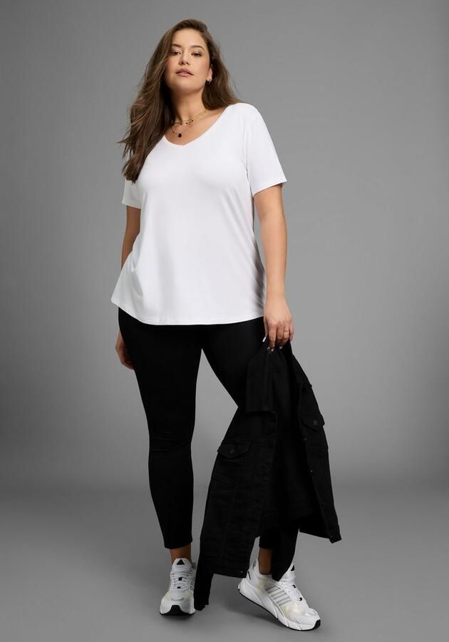 OTTO T-shirt met v-hals van vloeiende viscose grote maat - Foto 4