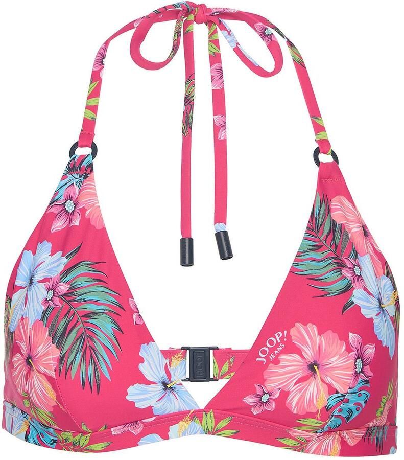 OTTO Triangel-bikinitop JEANS!HIBISCUS Bloe print logo-details gewatteerde cups