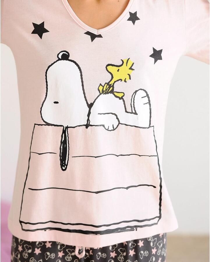 Peanuts Pyjama in een lang model met schattig snoopy-design (2-delig 1 stuk) - Foto 2