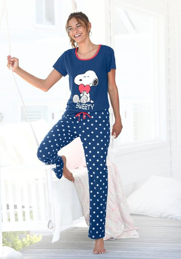Peanuts Pyjama met snoopy-print en gestippelde broek (2-delig 1 stuk) - Foto 6