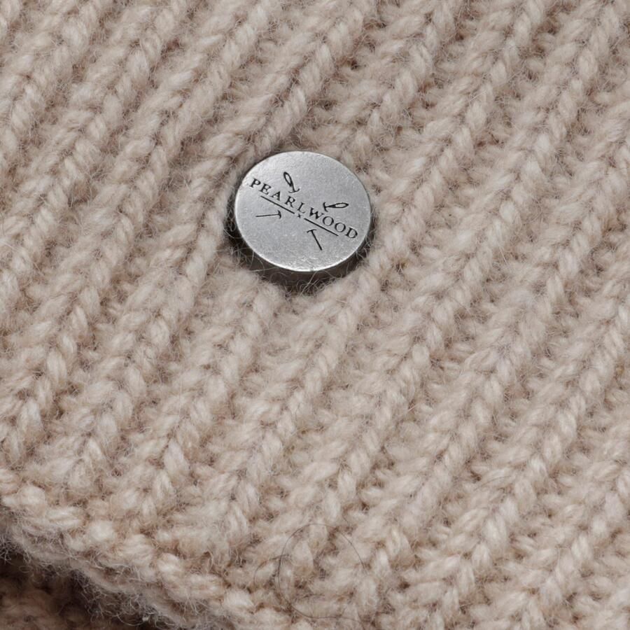 PEARLWOOD Gebreide muts Iva Fijne rib brede omslag temperatuurregulerend wolgehalte