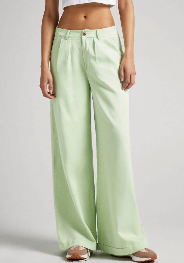 Pepe Jeans Leather Trousers Green Dames