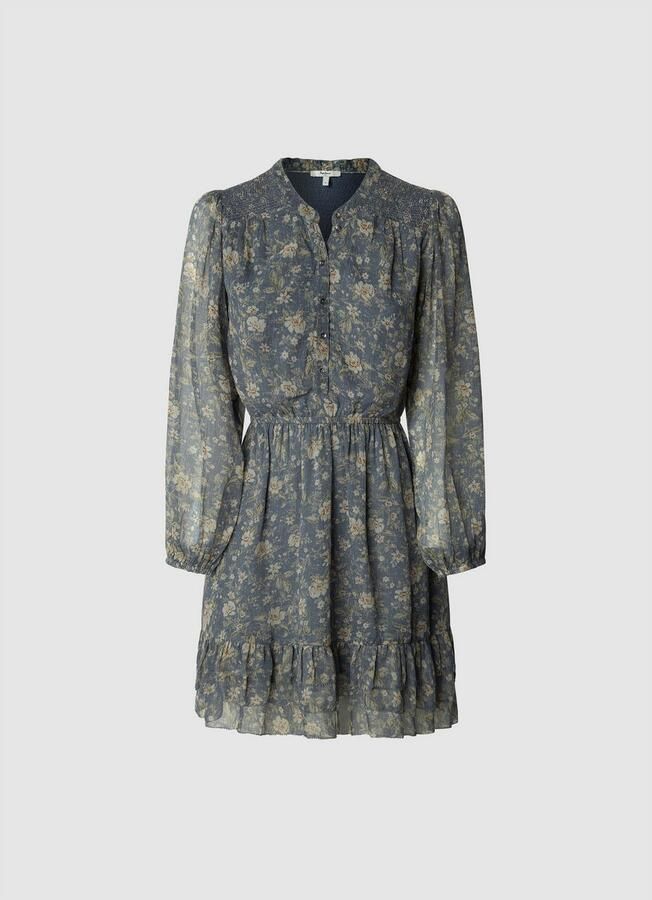 Pepe Jeans Blousejurk LONDYN DRESS getailleerd met elastische chetten - Foto 3