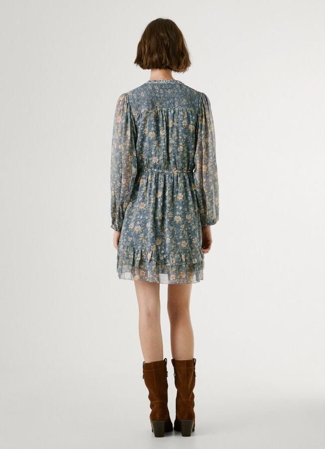 Pepe Jeans Blousejurk LONDYN DRESS getailleerd met elastische chetten