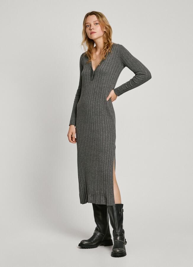 Pepe Jeans Gebreide jurk IZABEL DRESS met decoratieve knoopsluiting - Foto 5