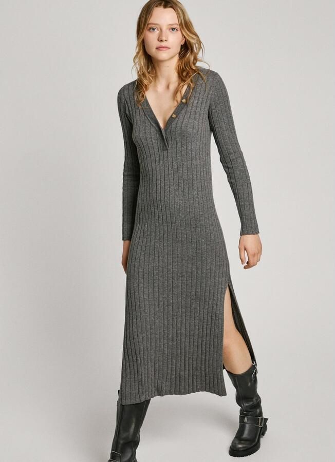 Pepe Jeans Gebreide jurk IZABEL DRESS met decoratieve knoopsluiting - Foto 2