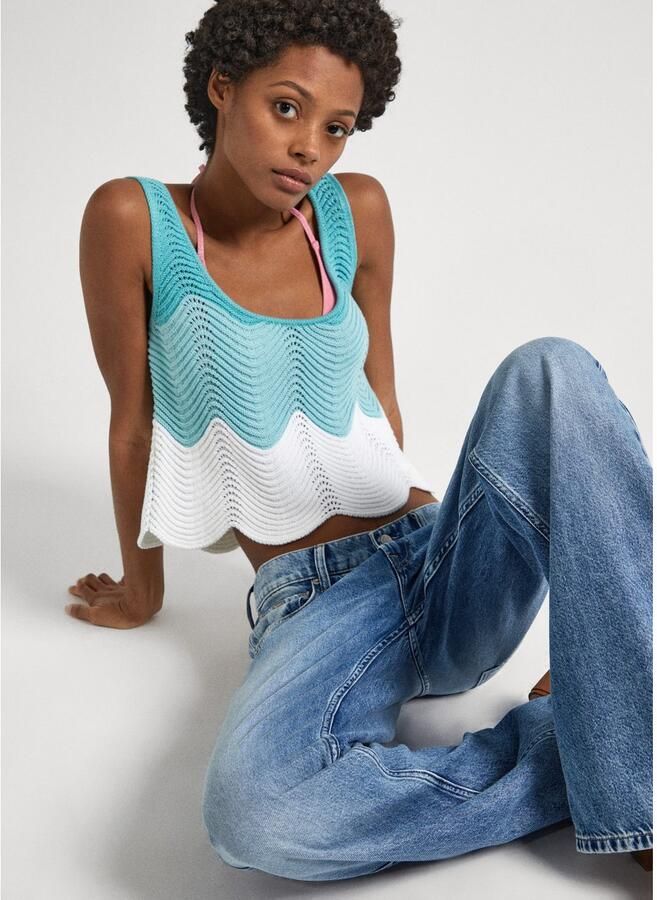 Pepe Jeans Gebreide top GALEA met schulpzoom - Foto 4