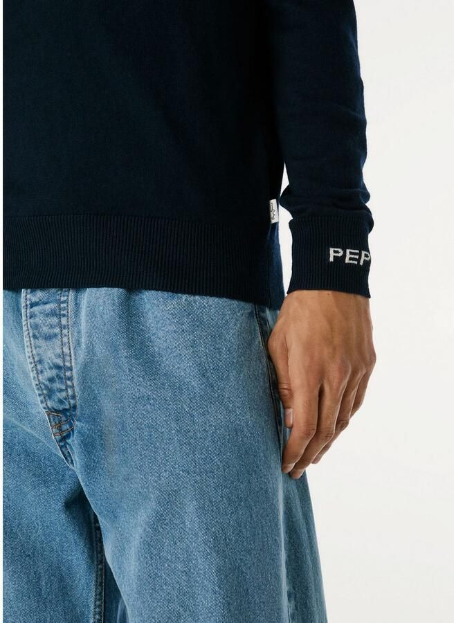 Pepe Jeans Gebreide trui ANDRE CREW NECK met ronde hals logo-jacquard