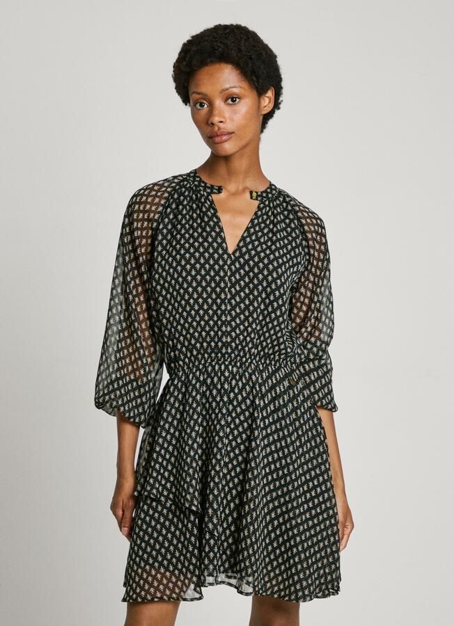 Pepe Jeans Gedessineerde jurk Salina met lange halftransparante mouwen - Foto 5