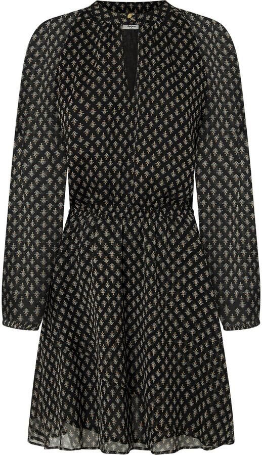 Pepe Jeans Gedessineerde jurk Salina met lange halftransparante mouwen - Foto 4