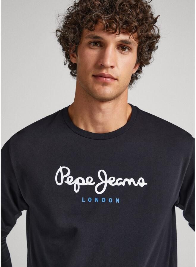 Pepe Jeans Sweatshirt Cmaiseta Manga Larga Hombre Negra Zwart Heren