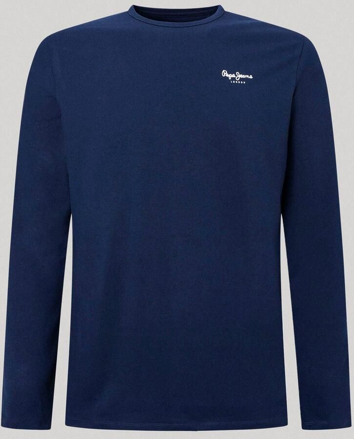 Pepe Jeans Blauwe Crew Neck Tee voor Mannen Blue Heren