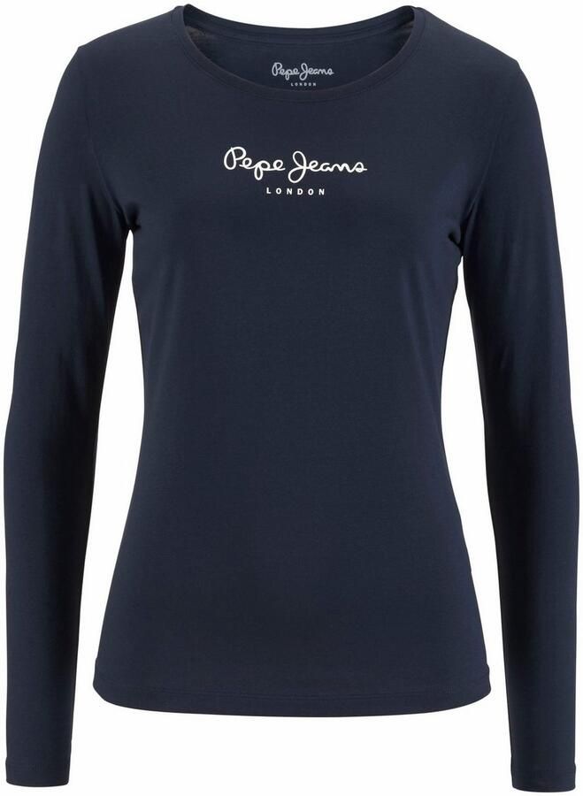 Pepe Jeans Blauw Katoenen Longsleeve T-shirt met Print Logo Blue Dames - Foto 8