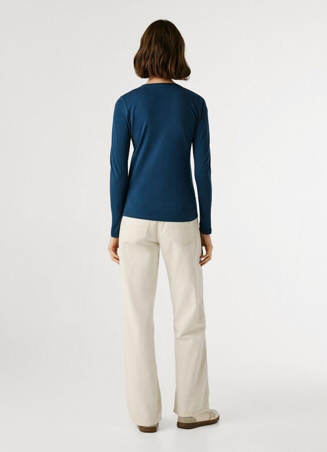 Pepe Jeans Blauw Katoenen Longsleeve T-shirt met Print Logo Blue Dames - Foto 2