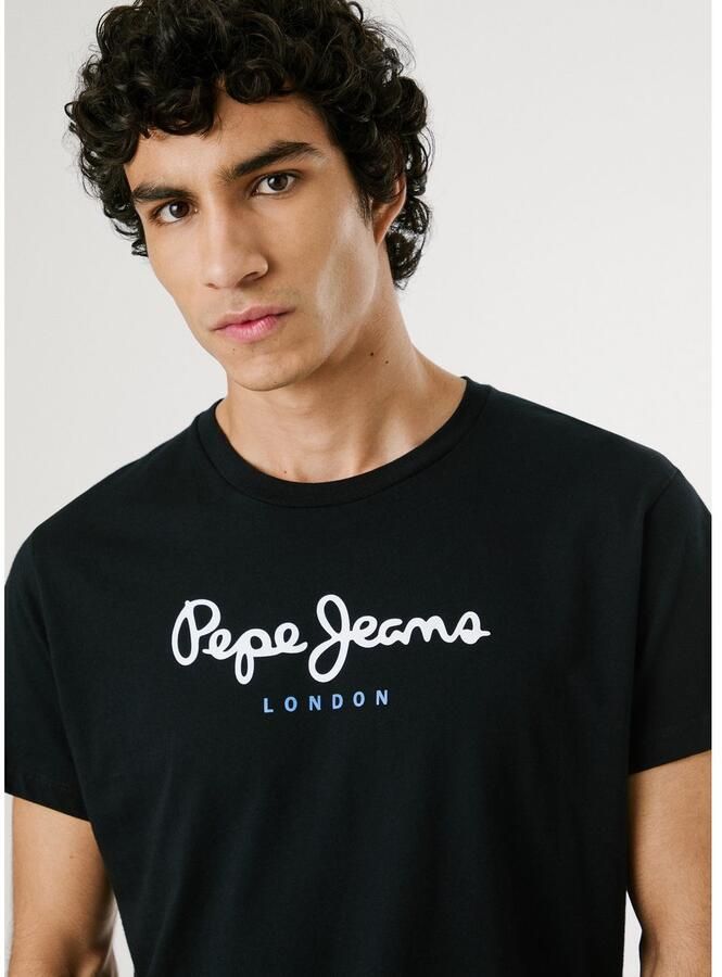 Pepe Jeans Zwarte Katoenen T-Shirt met Print Logo Black Heren