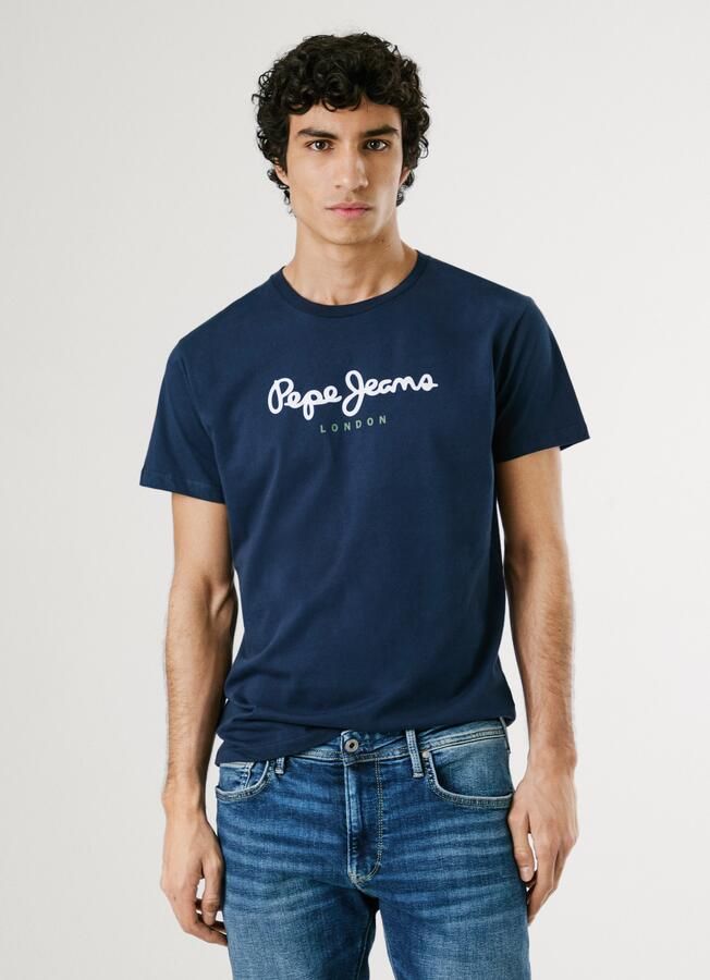 Pepe Jeans Blauw Katoenen Bedrukt Logo T-Shirt Blue Heren - Foto 4