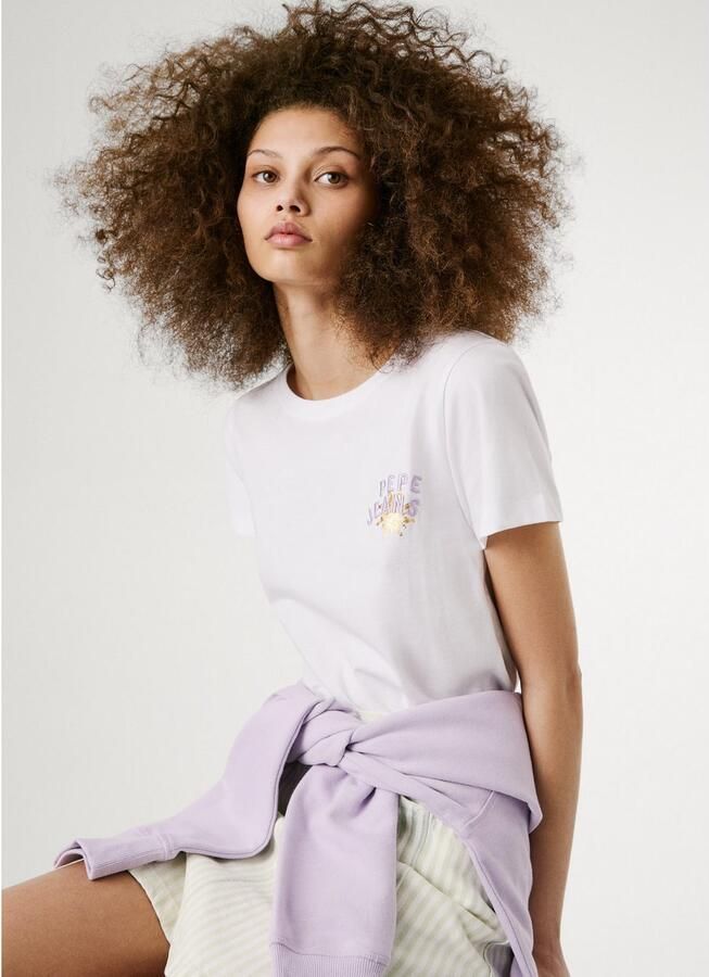 Pepe Jeans T-shirt Amanda met stik- en drukelementen - Foto 2