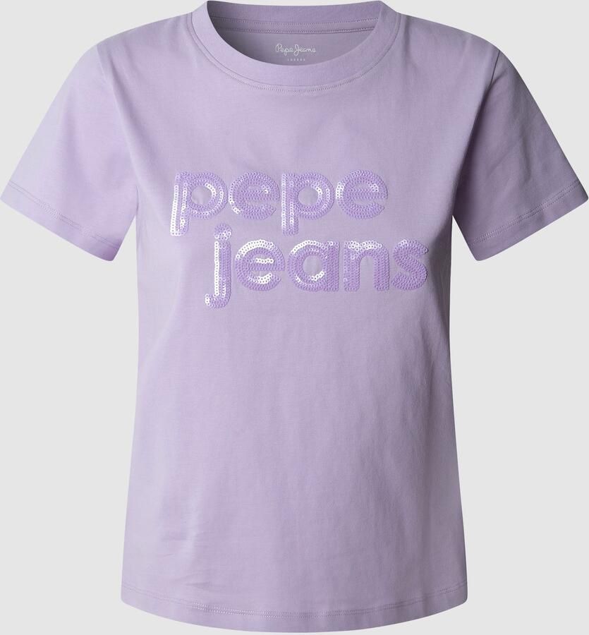 Pepe Jeans T-shirt ARIA met ton-in-ton paillettenversiering - Foto 2