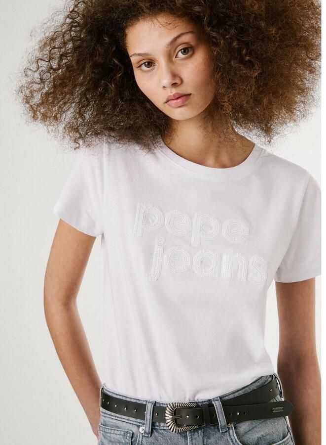 Pepe Jeans T-shirt ARIA met ton-in-ton paillettenversiering