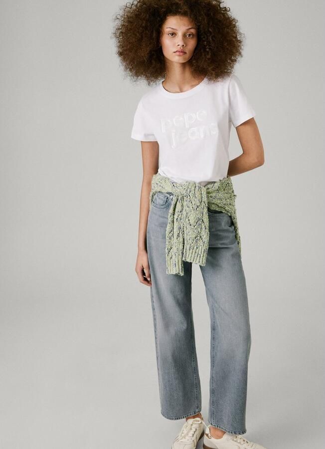 Pepe Jeans T-shirt ARIA met ton-in-ton paillettenversiering - Foto 5