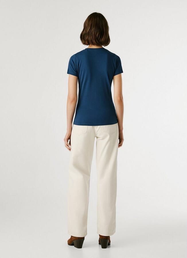 Pepe Jeans Blauw Katoen Bedrukt Logo T-Shirt Blue Dames - Foto 3