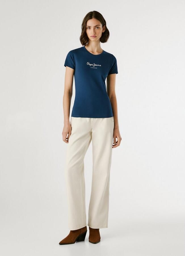 Pepe Jeans Blauw Katoen Bedrukt Logo T-Shirt Blue Dames - Foto 4